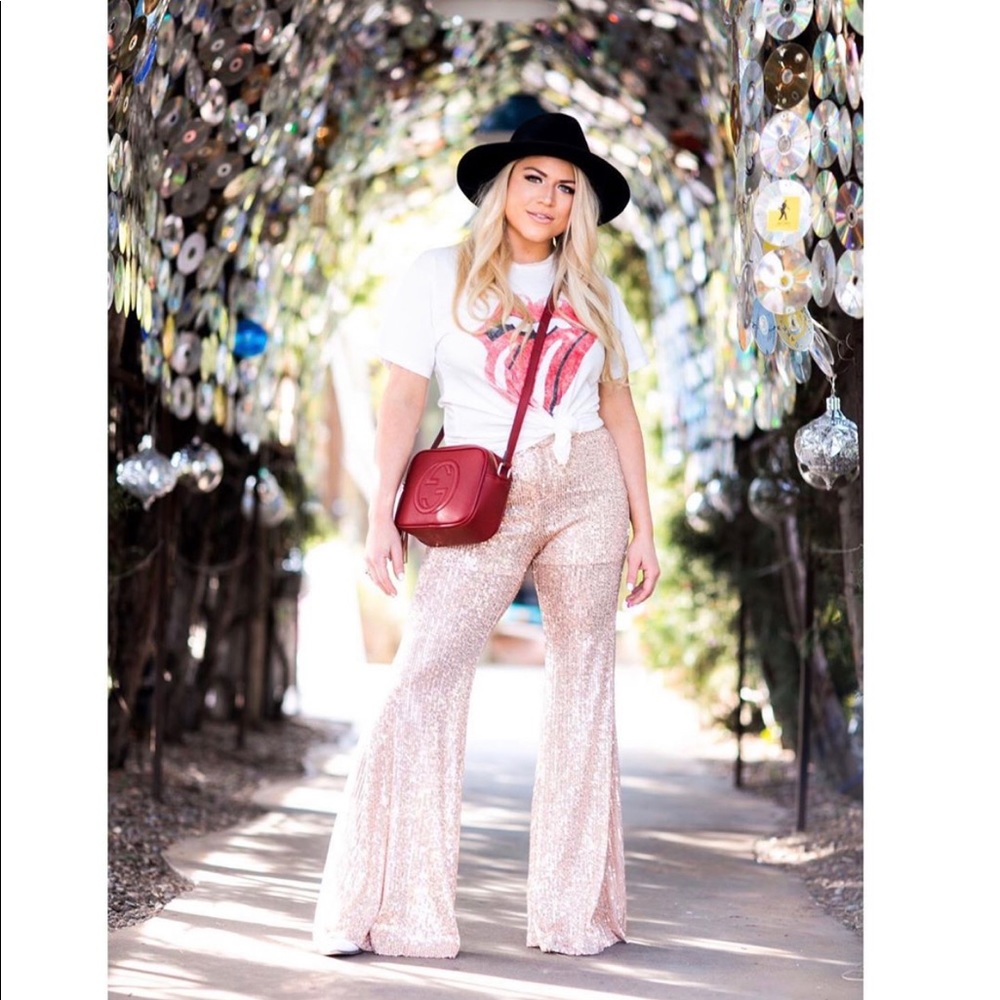 Sequin pants saints and hearts